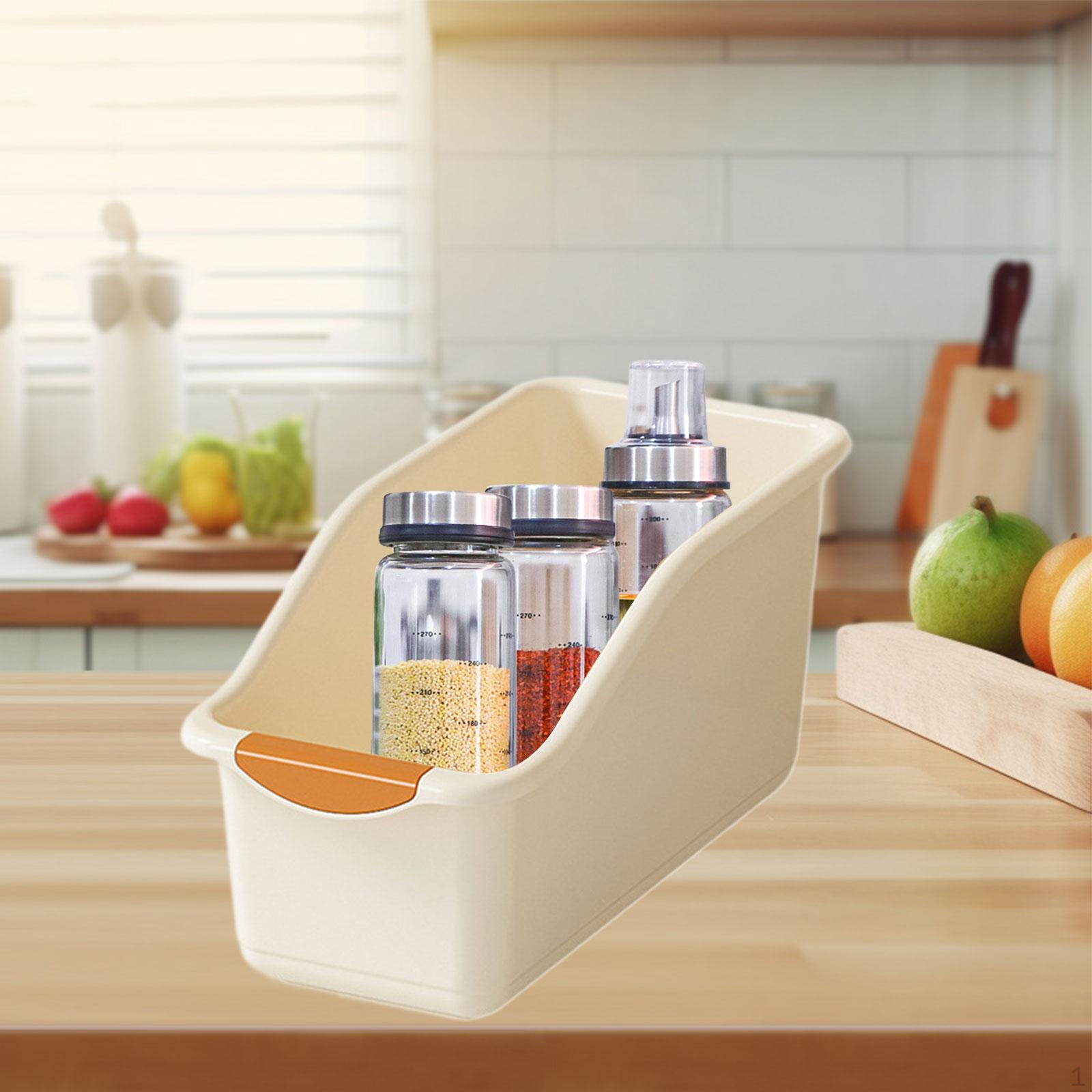 

Настольный органайзер с ручкой, подходит для организации кухонных мелочей Low Cream Yellow S