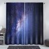 2pcs Universe Starry Sky Space Patterns Washable Rod Pocket Astronaut Curtain For Bedroom Office Kitchen Living Room Study Home
