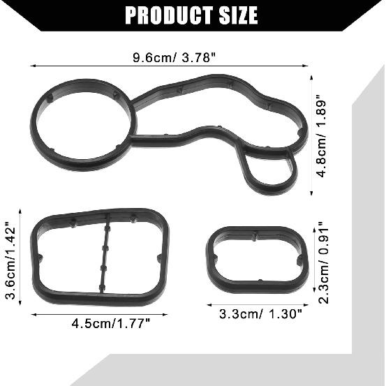 No.11428591460 Oil Cooler Gasket for Mini Cooper 2014-2017 / Inner Engine Oil Filter Adapter Gasket/Durable Rubber / 1Set Black