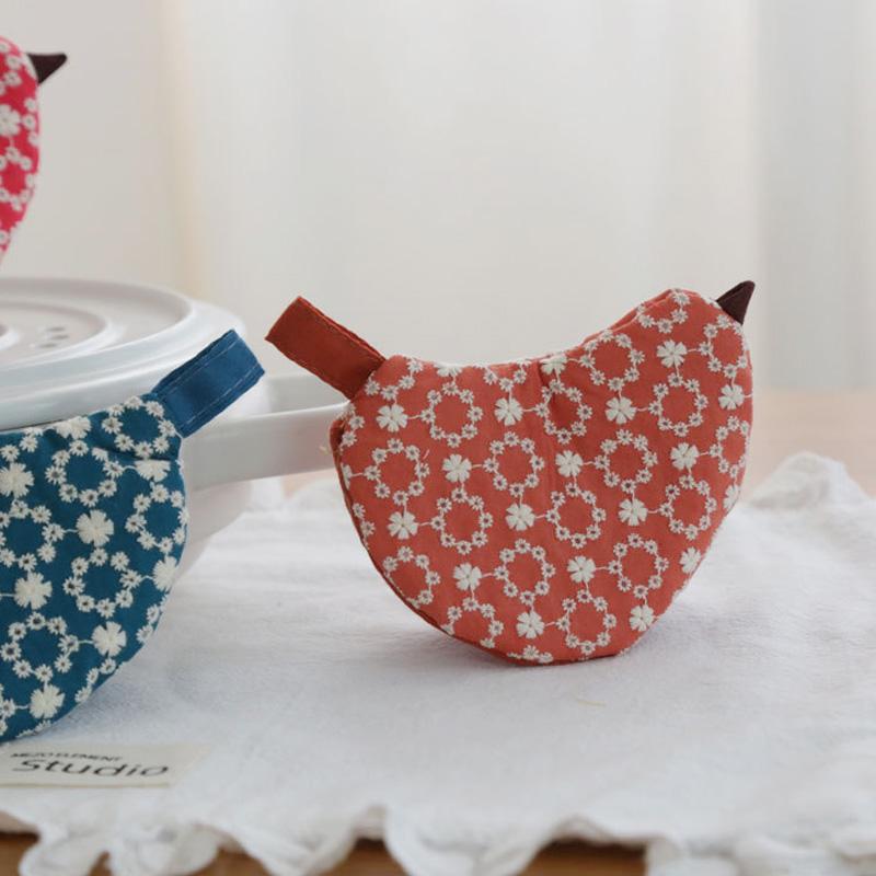 1Pc Embroidery Pattern Thermal Insulation Cotton Pot Clamp Creativity Heat-resistant Anti-scald Bird Pot Lid Cap Anti Scald Cover