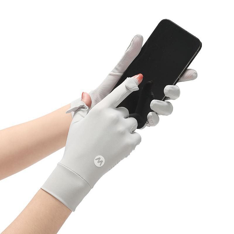 UV Protection Driving Gloves Women Lightweight Ice Silk Long Finger Anti-Slip Touchscreen Compatible Outdoor Cycling