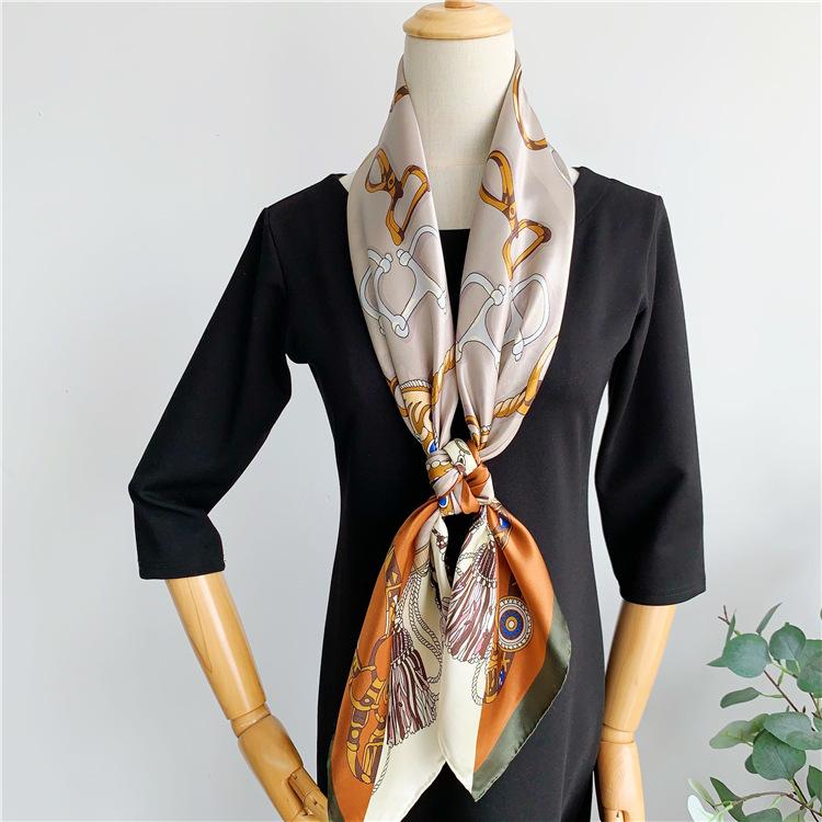 Hangzhou Silk Scarf Women's Spring and Autumn Korean Version Versatile 111 Satin Square Scarf Mulberry Silk Scarf Shawl