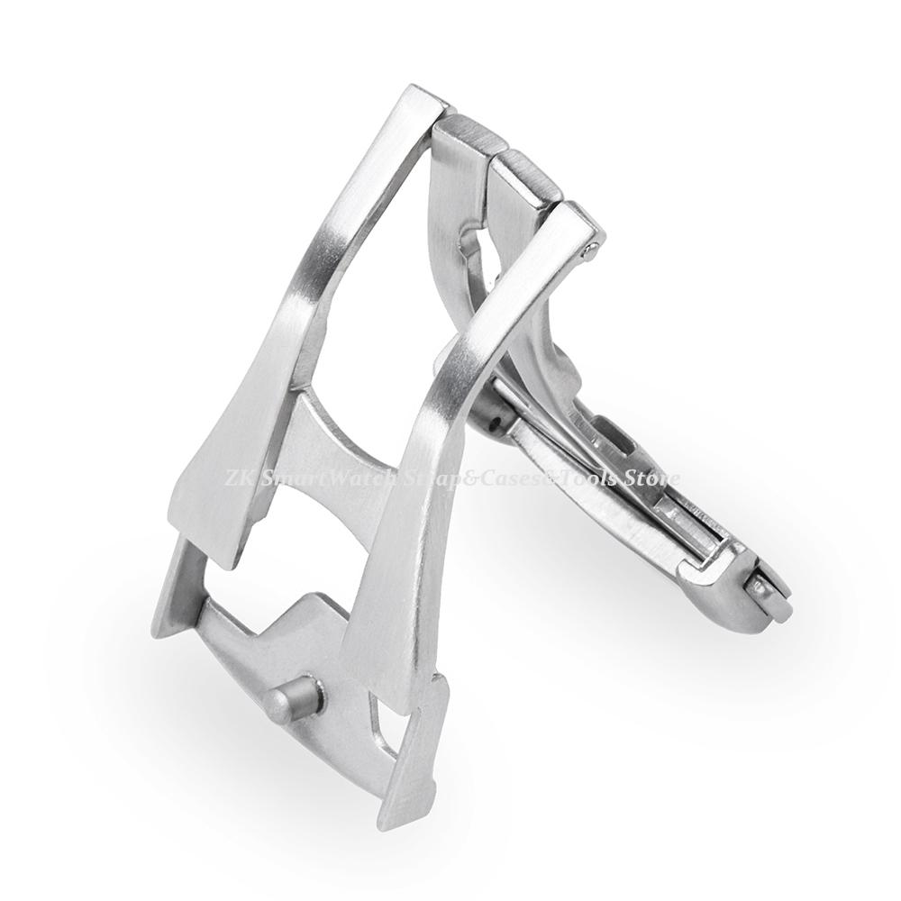 20mm Polished Matte Stainless Steel Watch Buckle for Omega Watch Strap Clasp for Deployment Double Press Folding Button Silver