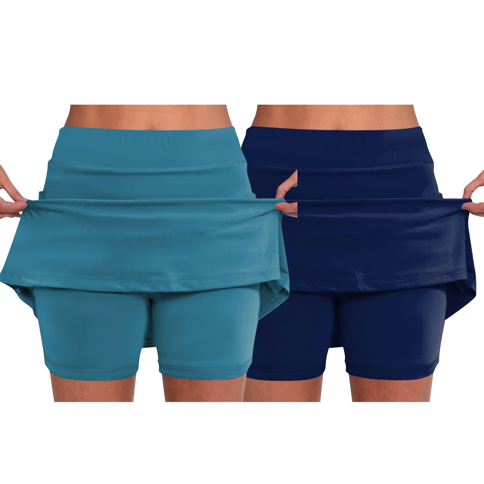 

2 шт. Еластичні штани-кюлоти для йоги для жінок Однотонні спортивні шорти Легкі вузькі однотонні штани з високою талією XXL синій