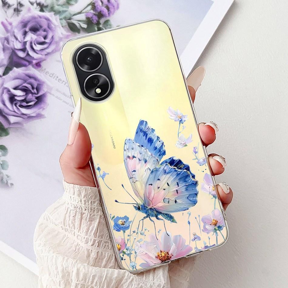 For OPPO A18 A38 CPH2579 CPH2591 Elegant Floral Butterfly Phone Case For Oppo A18 A38 4G Soft Silicone TPU Cases