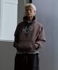 Brown Applique Embroidery Hoodie