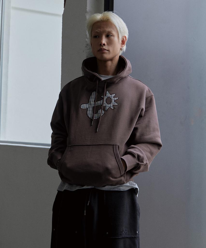 Brown Applique Embroidery Hoodie