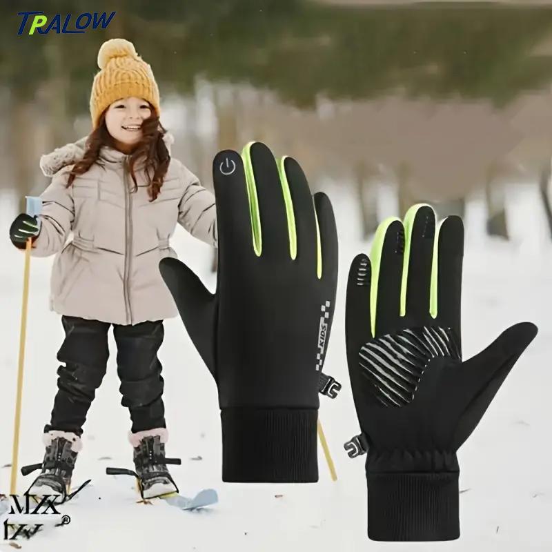 Tralow Kids Winter Gloves Warm Touchscreen Windproof Water Resistant For Boys Girls Outdoor Sports