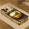 Golden Apple Patterned Tempered Glass Design for iPhone16 17 ProMax 1514 1312 11ProMax Phone Case Camera Cover Shockproof Hard B
