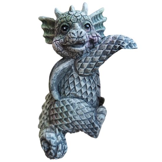 4Pcs/Set Mysticalls Garden Dragon Statue Resin Ornament Patio Lawn Garden Figurine for Home