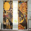 African Woman Female Elephant Giraffe Tulle Sheer Window Curtains for Living Room Kitchen Children Bedroom Voile Hanging Curtain