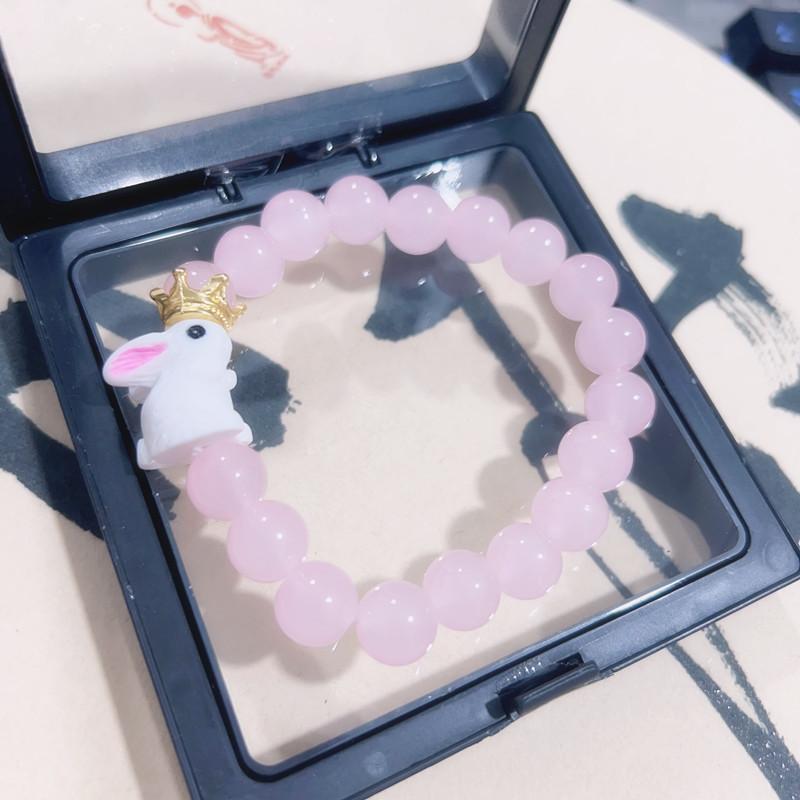 New glass rabbit bracelet cute sweet ice plate play bracelet versatile couple jewelry
