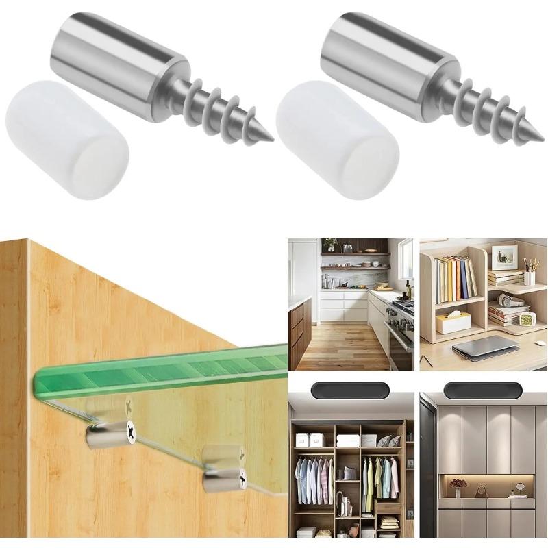 60pcs Self-Tapping Screws Cabinet Laminate Shelf Support Pegs with Non-Slip Sleeve Shelves Kitchen Glass Furniture Closet Shelf Pins