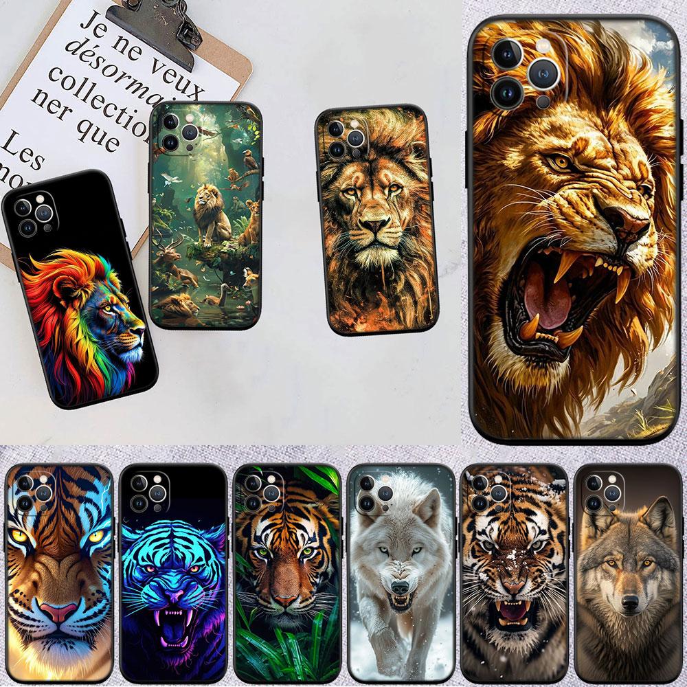 FM3 Tier Wolf Tiger Löwe Soft Shell Handyhülle für iPhone 16 15 14 13 12 Pro Max Plus Mini