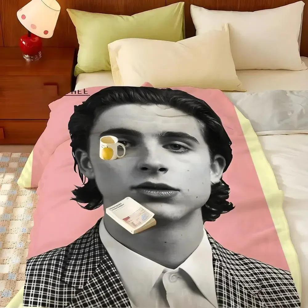 Coperta Plaid in Flanella Celebrity T-Timothee C-Chalamet, Leggera Accogliente, Resistente Lavabile carina Fresca