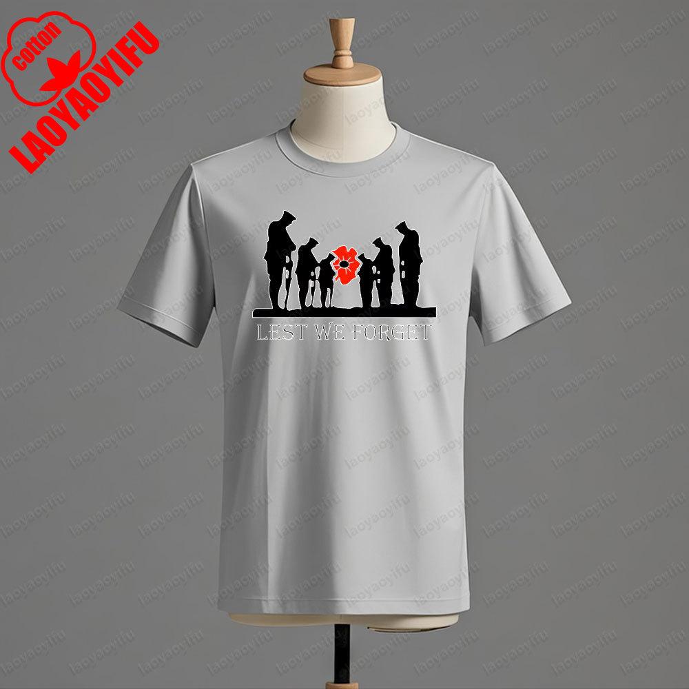 DDay Lest We Forget TShirt Anniversary Veterans Day Honour Our Armed Forces Remembrance Day Tshirt Men Summer Cotton Tee Tops