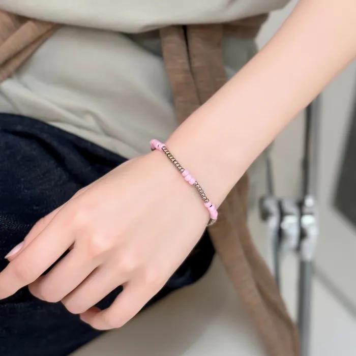 Porta Layered Pastel Beads Bracelet Porta Pastel Color Bead Mix Smile Charm Bracelet