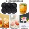 Mikiwon 2-inch Rose Ice Cube Tray with Cover, 3-Cavity Silicone Rose Ice Tray & 3 Diamond Ice Ball Maker, Easy-Release Large Ice Cube Formers for Chil