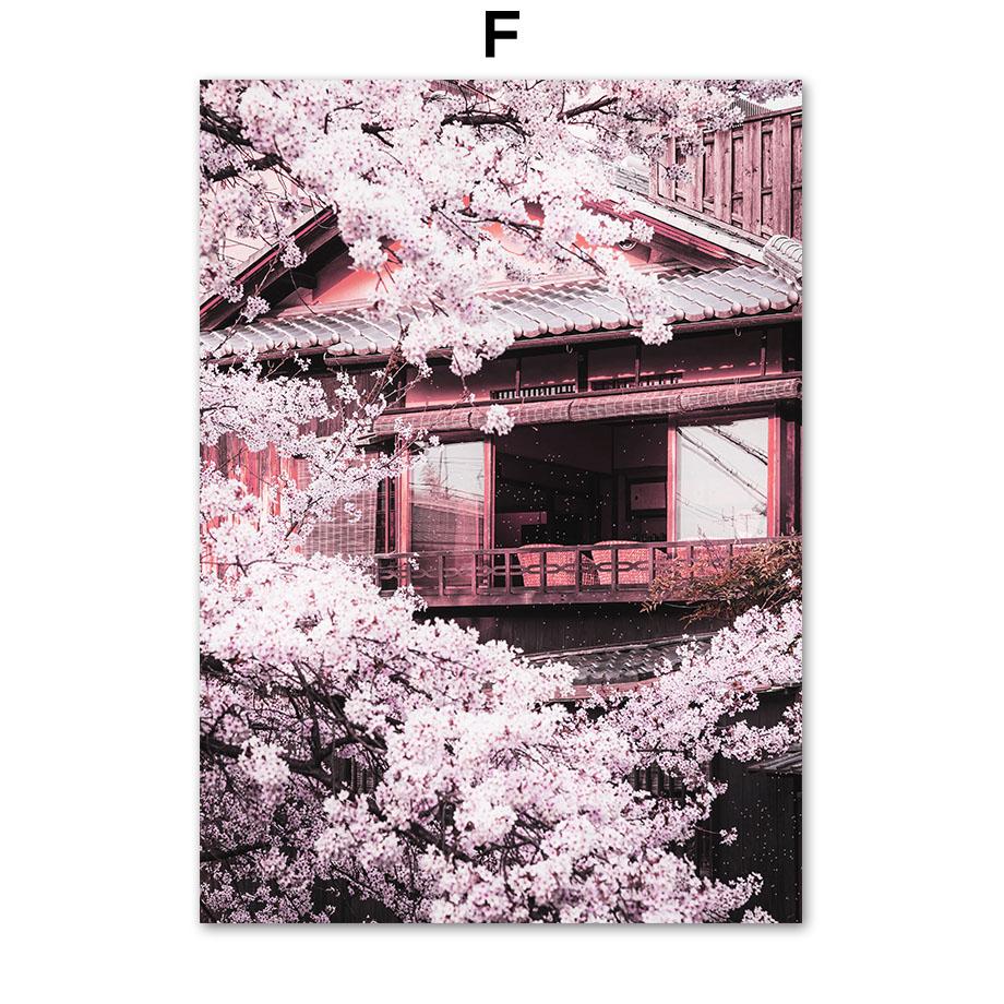 Mount Fuji Pink Sakura Japonská krajina Nástěnné umění Malba na plátno Severské plakáty a obrazy Nástěnné obrazy pro výzdobu obývacího pokoje
