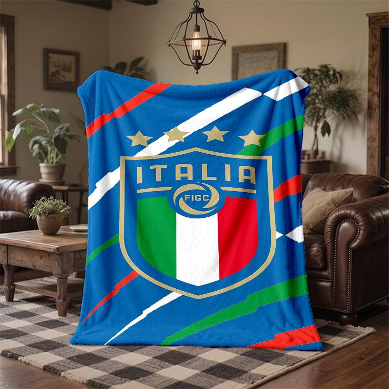 Italy National Football Team Print Flannel Blanket Soft Warm Sofa Bed Throw Blanket For Home Office Bedroom