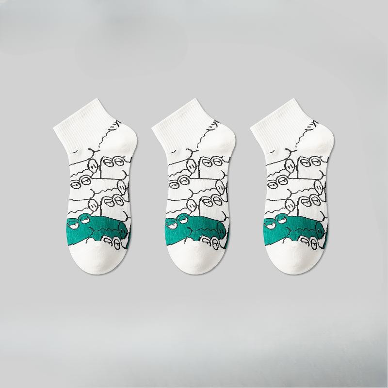 3 Pairs of Boys Spring and Summer Thin Cotton Antiodor Sports 7a Antibacterial Socks