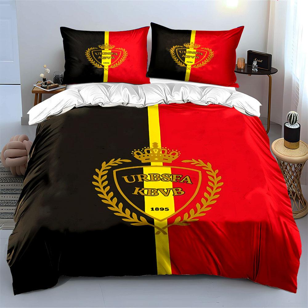 Belgium Soccer Crest Bedding Set Bedding Duvet Cover Set Duvet Cover Pillowcases (1 * Duvet Cover 2 * Pillowcases, without duvet insert)