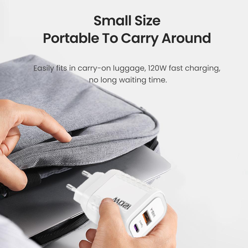 2 porty 120W rychlé nabíjení USB typ C nabíječka PD QC 3.0 USB C nabíječka EU/US/UK zástrčka adaptér pro iphone Xiaomi Samsung