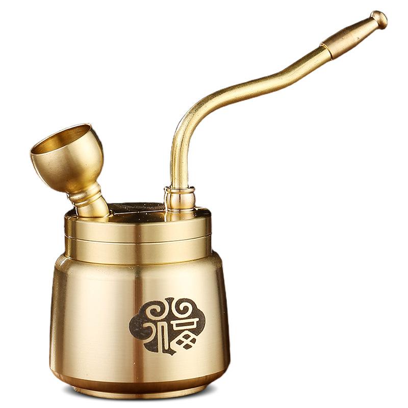 Brass Hookah Water Pipe Traditional Design Engraved Pattern Metal Smoking Accessory for Home and Lounge Use