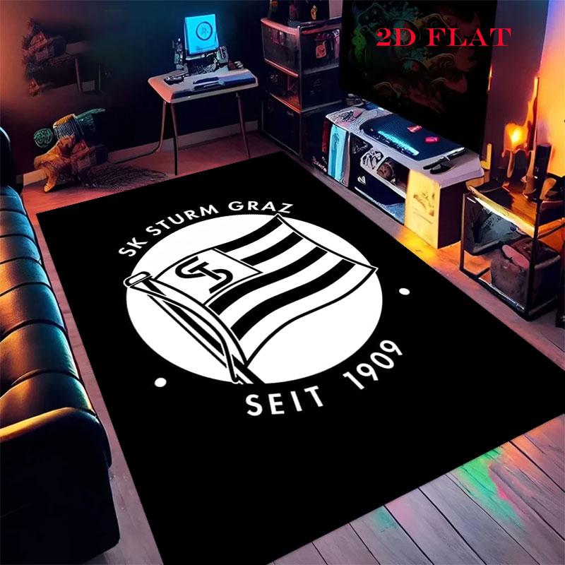 Tappeto con logo SK Sturm Graz per Soggiorno, Camera da Letto, Decorazione Divano di Casa, Tappetino Antiscivolo per Giochi Bambini