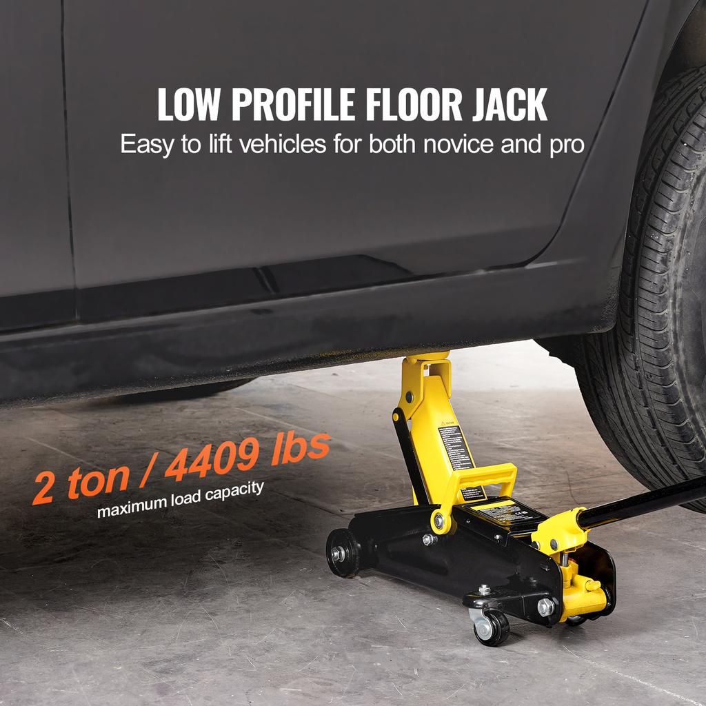 SucceBuy Low Profile Floor Jack 2T Heavy Duty Iron Hydraulic Racing Floor Jack Hydraulic Car Jack, Single Piston Quick Lift Pump