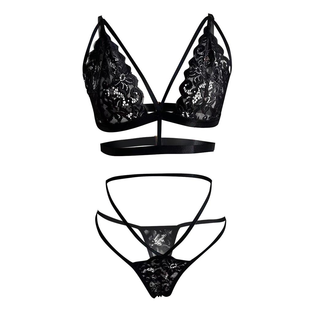 Damenmode Sexy TrägerZweiteilerFarbe Drahtloser BH Sexy Unterwäsche Slips