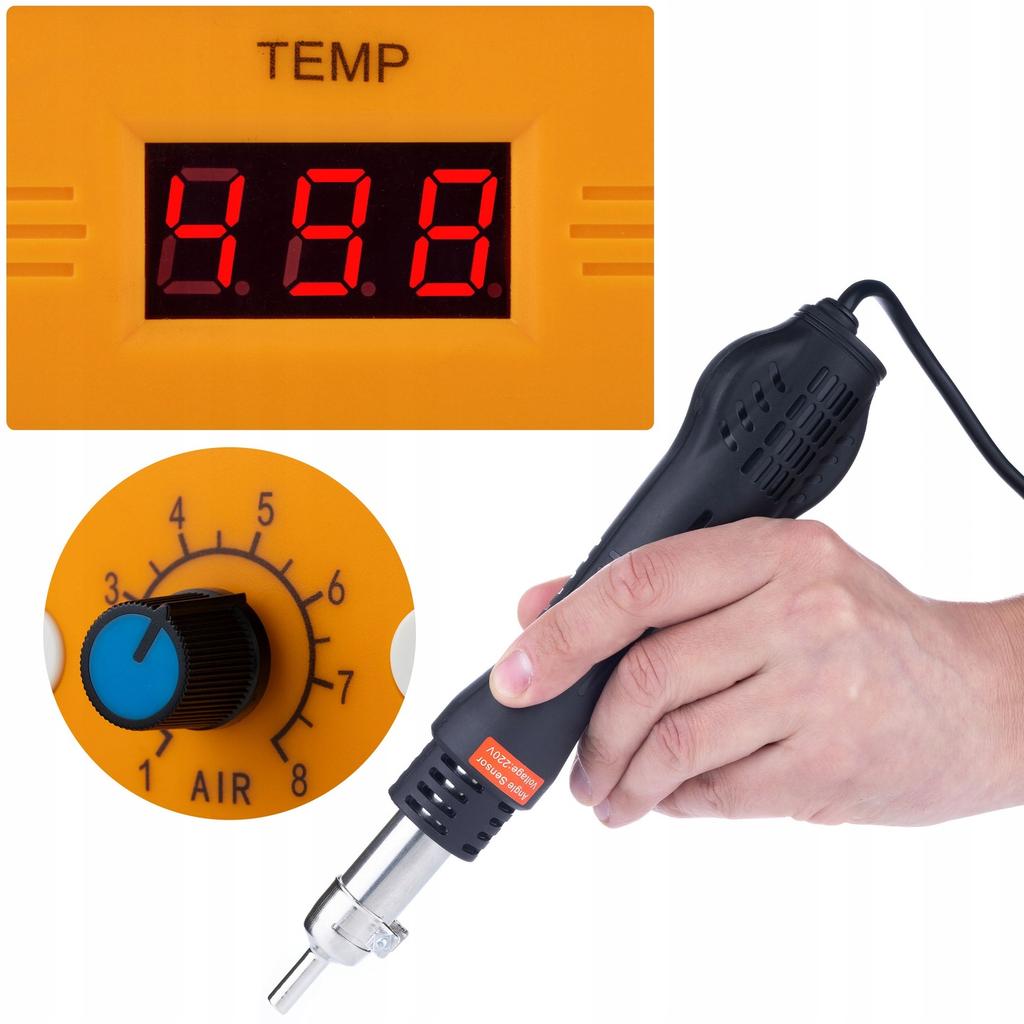 Rosfix Heißluft-Lötstation 858D + Bügeleisen zum Glätten von Kunststoff – Hohe Leistung 700W | Temperatureinstellung 100–500 °C | Set mit 3 Düsen