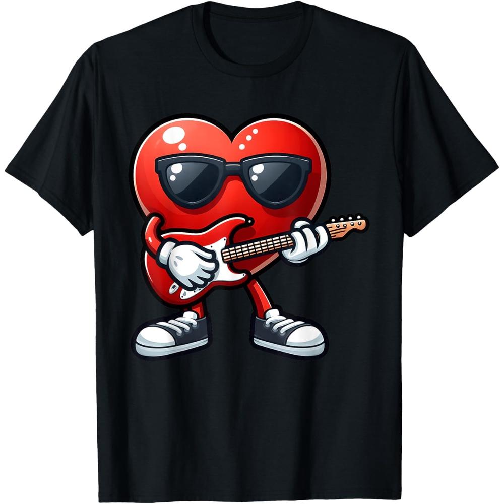 Valentines Day Heart Playing Guitar Toddler February 14th Cotton Men T Shirt S