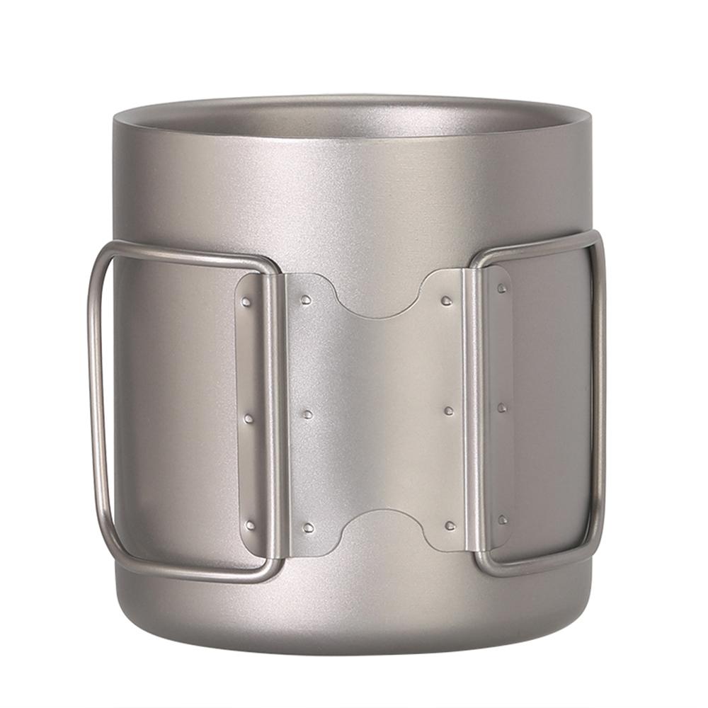 Lixada 550ml Titanový hrnek s dvojitou stěnou na vodu, čaj, kávu pro domov, kancelář, kempování v přírodě