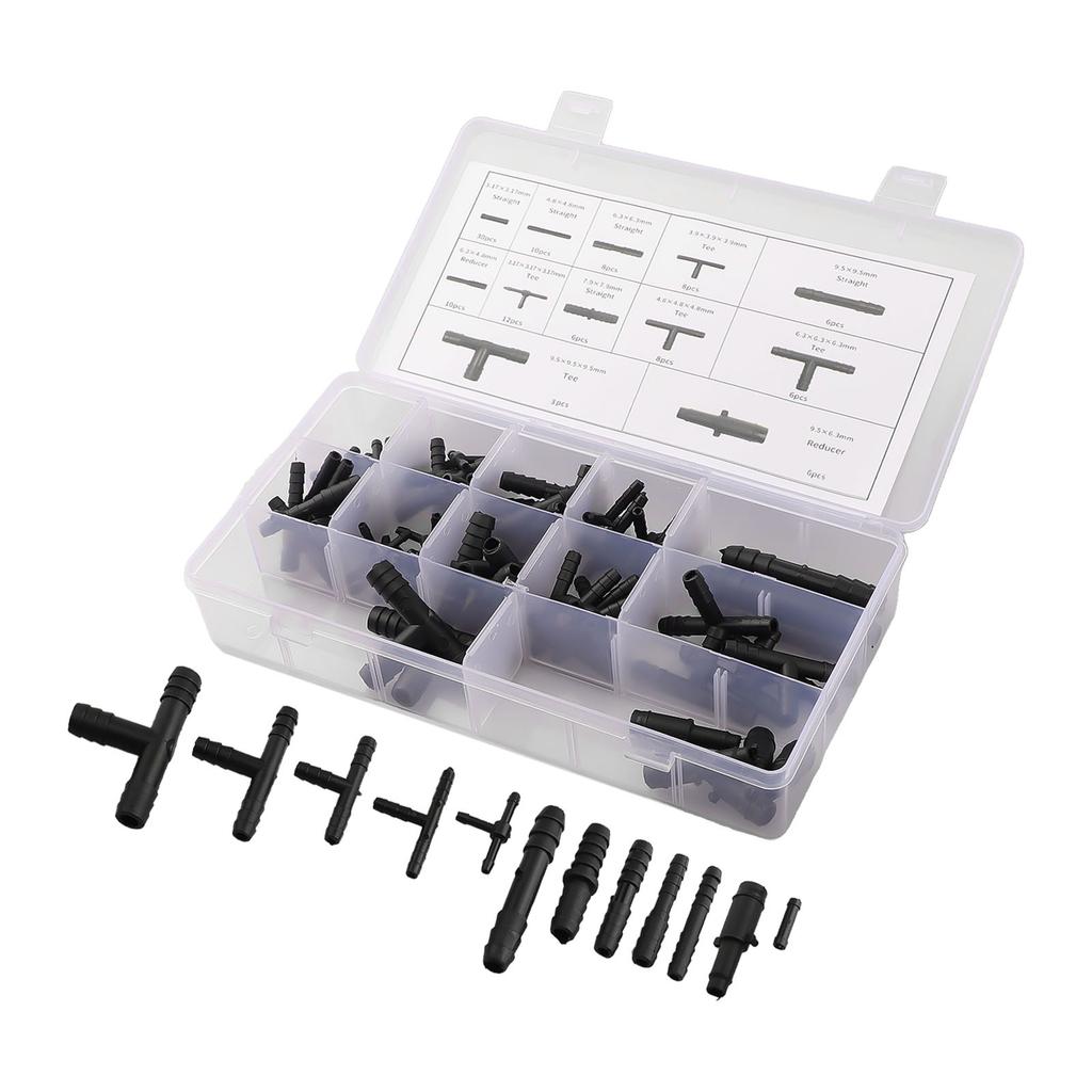 Kit Assortimento Connettori Sottovuoto 113 Pezzi Tubi Sottovuoto Automobilistici Connettori a T Giunti Tubo Spruzzatore Acqua Tubo di Collegamento Tergicristallo Auto