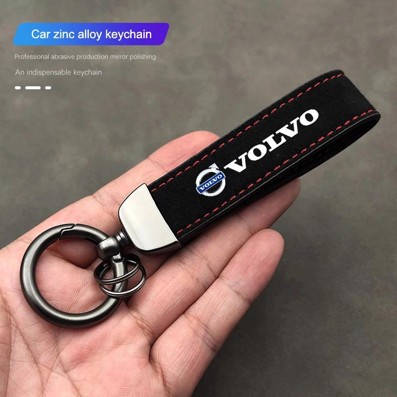 Xvrsc3 Volvo Auto Wildleder Leder Schlüsselanhänger R DESIGN Metall Schlüsselanhänger Halter Aufkleber Passt für Alle Volvo XC60 XC90 Modelle Autdels Auto Zubehör