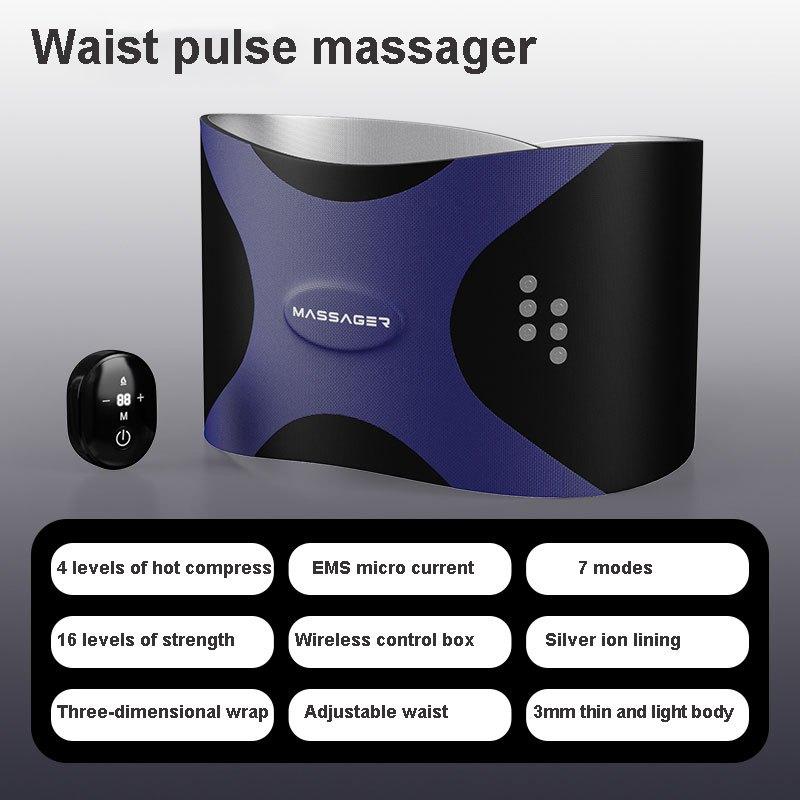 EMS Waist Massager Pulse Slimming Belt with Micro-current Assisted Exercise Hot Compress for Body Shaping