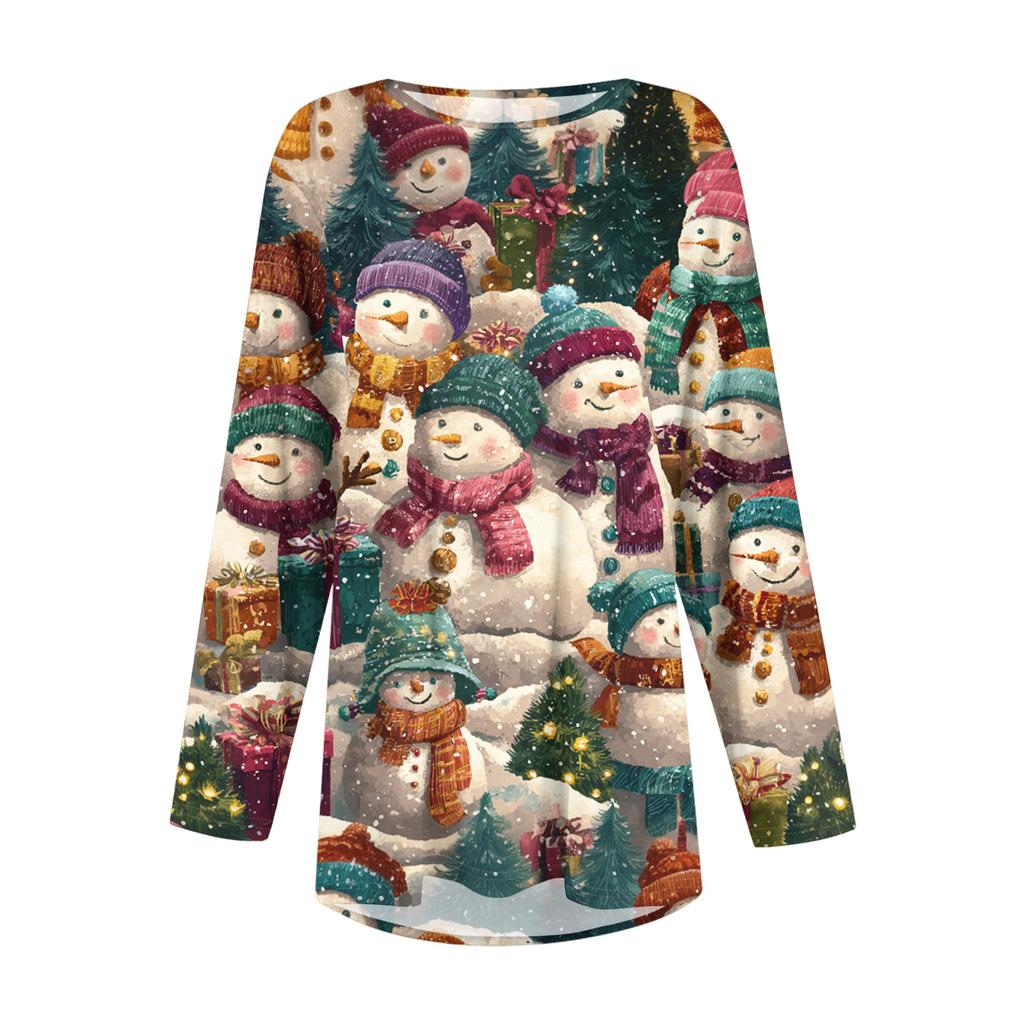 Damen Modisches Lässiges Langärmliges Übergröße Print Top Übergröße Floral Print Top