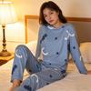 WeChat Herbst/Winter Damen Niedlicher Stil Rundhals Pyjama-Set - Langarm und Hose