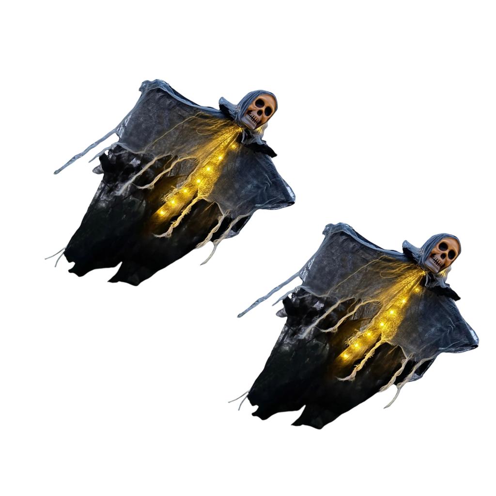 Halloween Hanging Ghost Decoration With LED Light And Adjustable Arms For Indoor Outdoor Spooky Party Decor