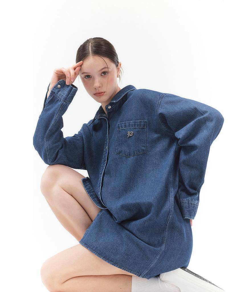Potipo [W] Oversized Linen Denim Shirt Dress