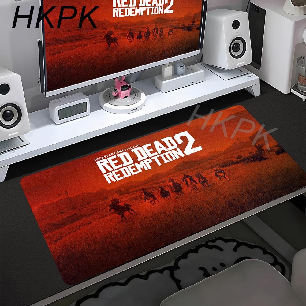 Red Dead Redemption 2 XXL 900x400 Tappetini per Mouse Anime Accessori per Computer Tastiera da Gioco Tappetino Mouse in Gomma Tappetino da Scrivania Antiscivolo per Giocatori PC