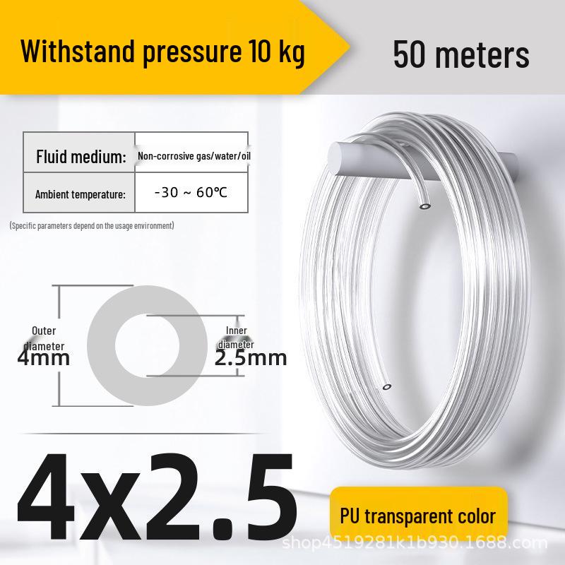 Zhuo Ji 8mm High-Pressure Transparent PU Air Hose for Air Compressors (Sizes: 4/6/10/12/14/16)