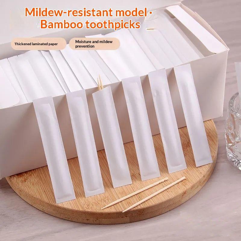 1000Pcs Bamboo Toothpicks Fruit Tooth Picks Restaurant Hotel Tooth Sticks Kraft Paper Toothpicks Individual Packing