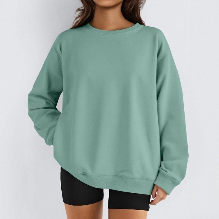 Damen Winter Fleece Tops Langarm Sweatshirt Lässiger Rundhalsausschnitt Pullover Lockerer Schnitt Warme Wintertops
