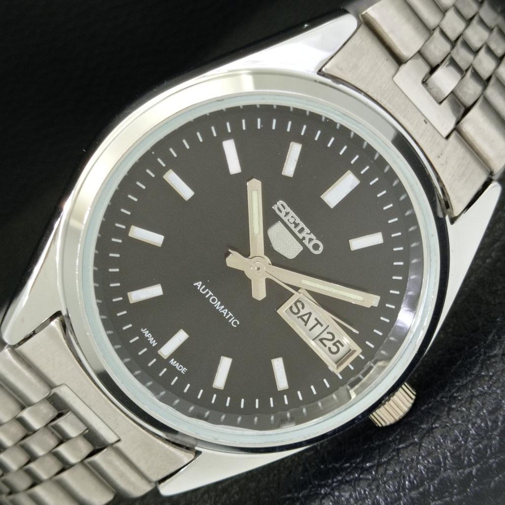 JAPAN VINTAGE REFURBISHED SEIKO 5 AUTOMATIC MENS BLACK DIAL WATCH a440636-4 Sk-a440636