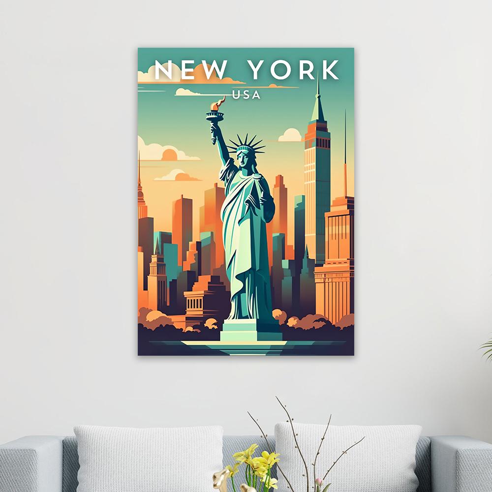 New York City travel print United States Poster Statue of Liberty Art New York print Canvas Painting Travel Poster New York Art