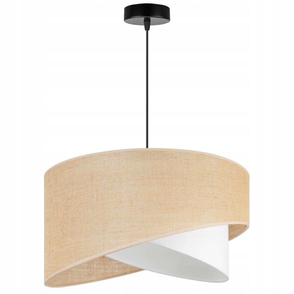 Hanging Lamp, Ceiling Chandelier, White Jute Lampshade