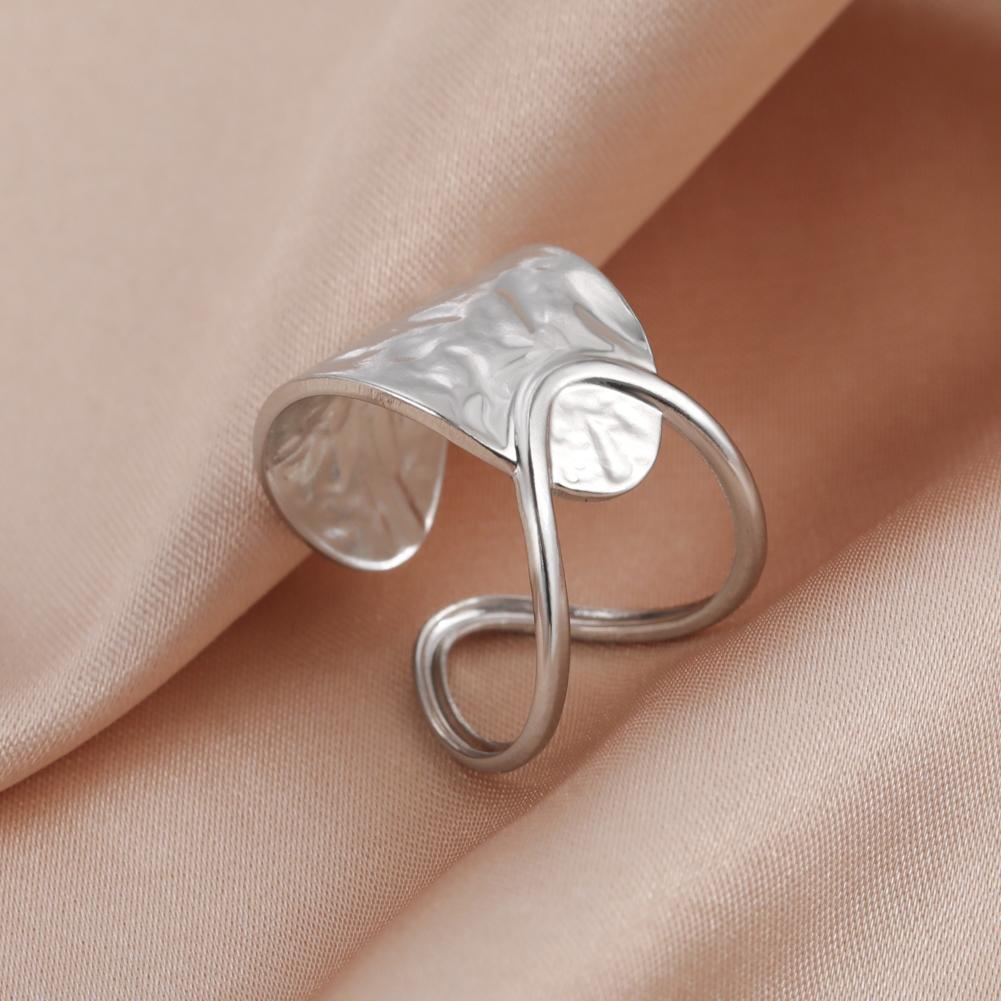 Stainless Steel Women Rings Geometric Heart Aesthetic Adjustable Open Finger Ring Fashion Party Jewelry Gifts