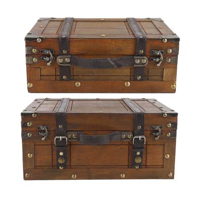 Wooden Chest Portable Vintage Distressed Multifunctional Wood Storage Trunk Handbag for Clothes Toys